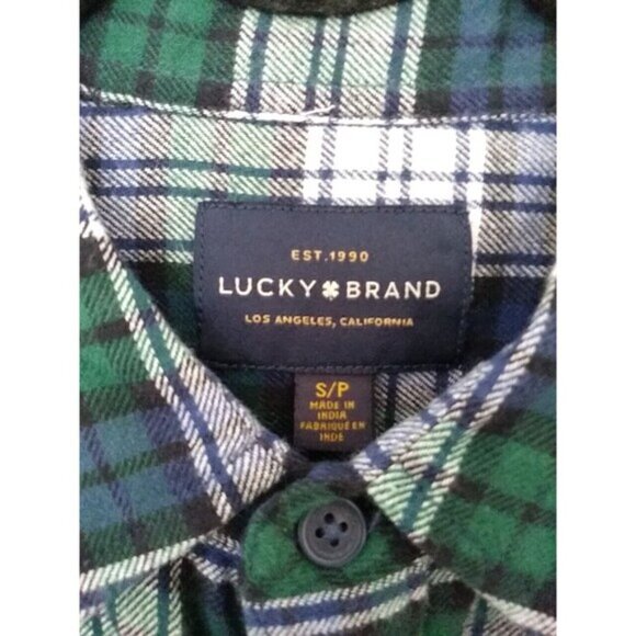 LUCKY BRAND Men's Flannel Shirt Overshirt Navy Blue Plaid Cotton Stretch NWT - Picture 3 of 12